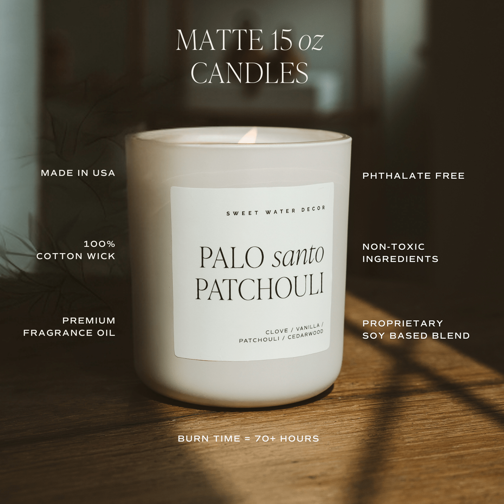 Love You Soy Candle - Red Matte Jar - 15 oz (Driftwood and Mahogany)