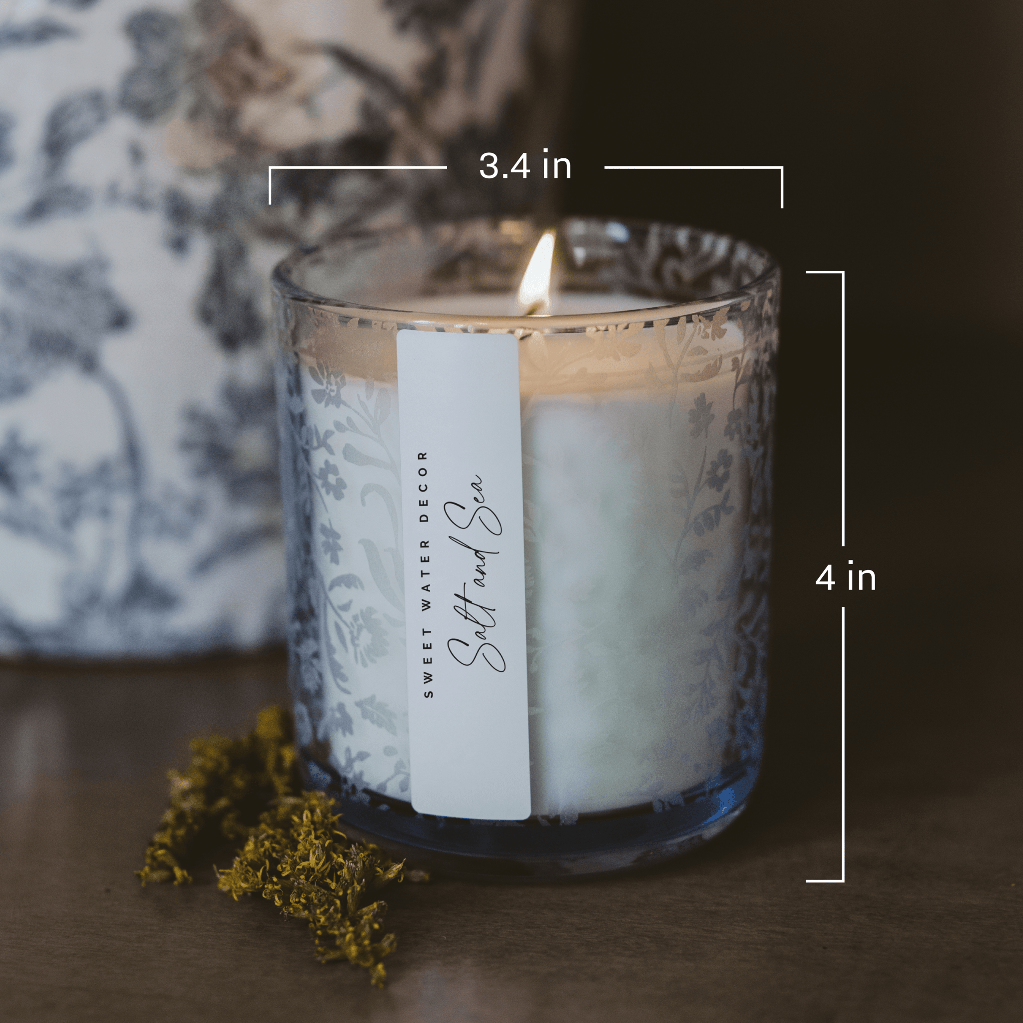 Salt and Sea Soy Candle - Blue Tinted Glass Jar - 12 oz