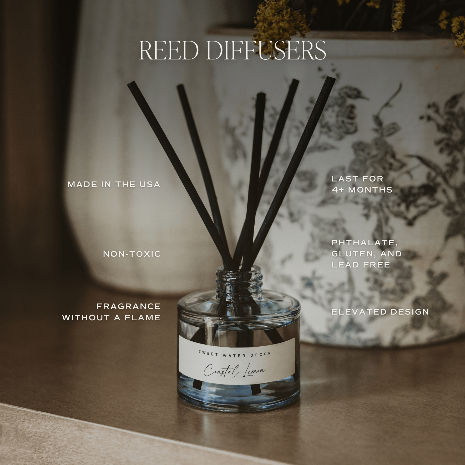 Stress Relief Blue Tinted Glass Jar Reed Diffuser