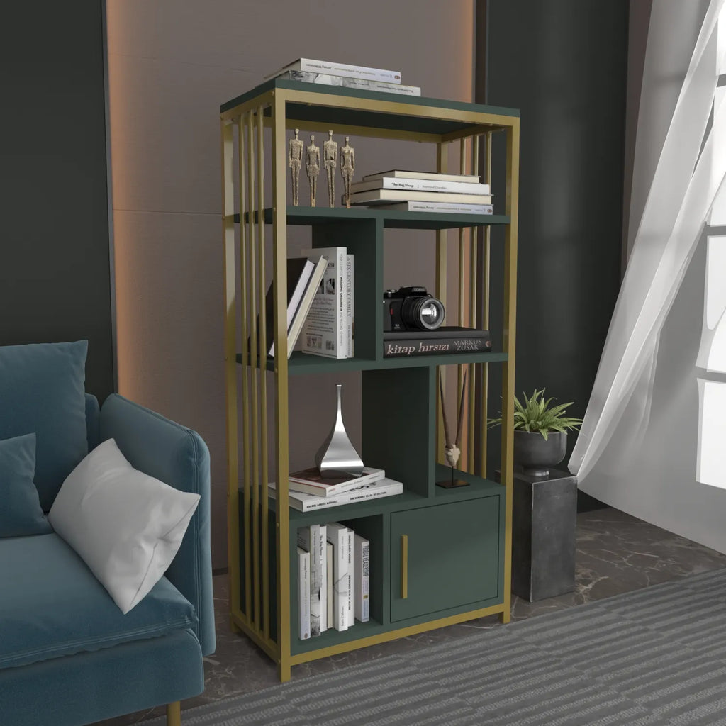 Valero 47" Tall Metal Wood Bookcase