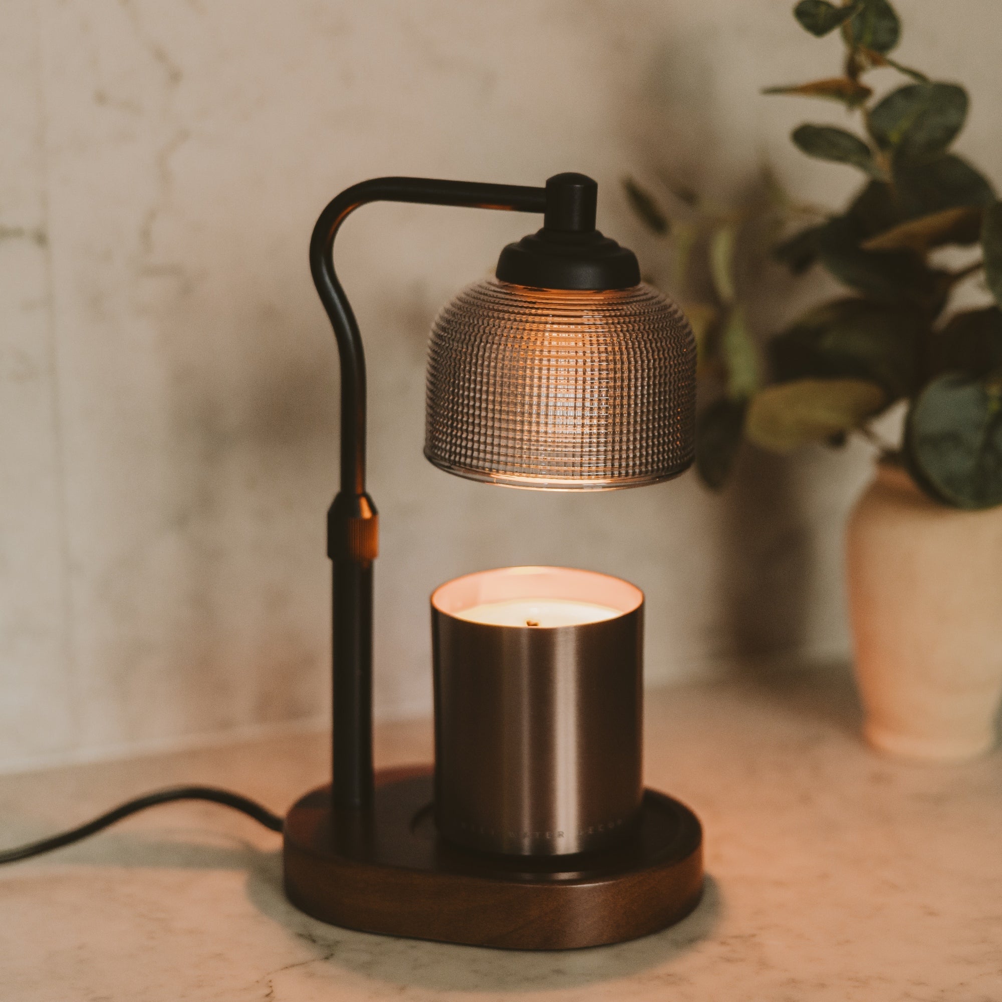 Candle Warmer Lamp with Wood Base