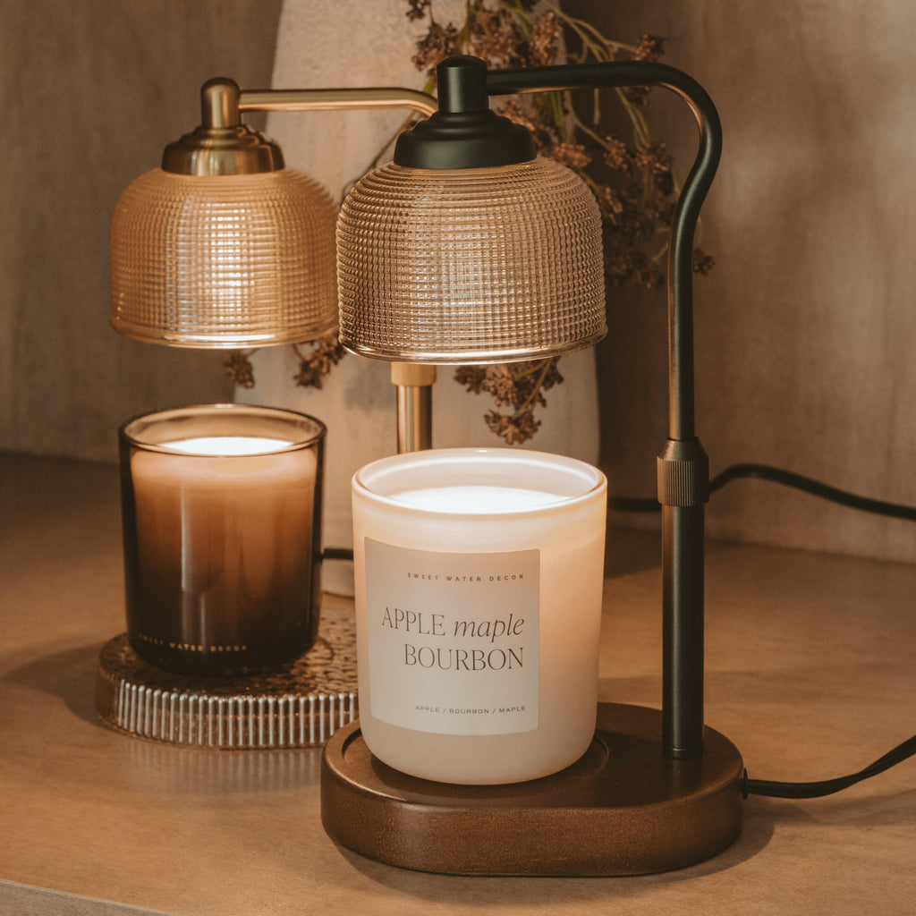 Candle Warmer Lamp with Wood Base