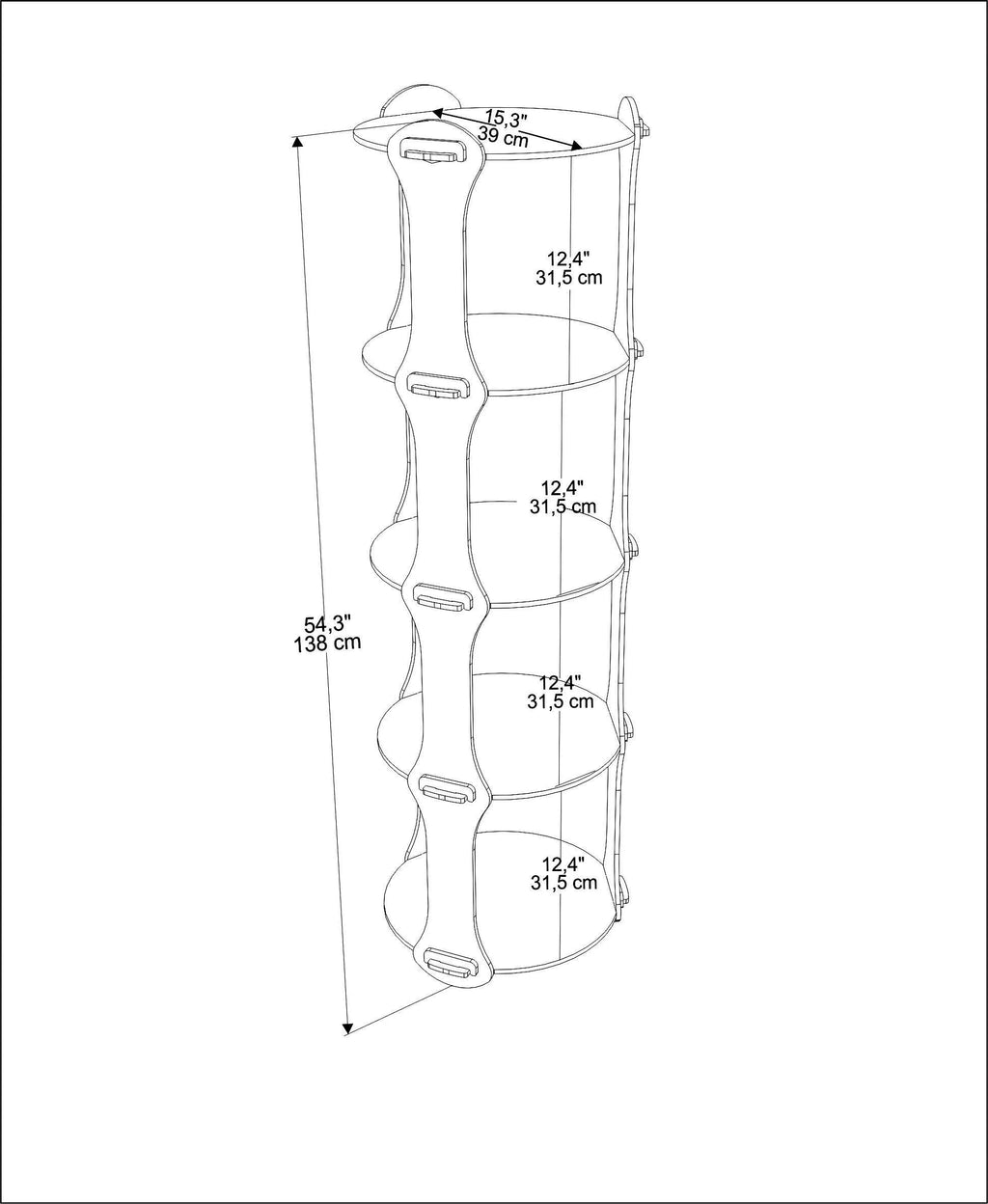 Yuvar 54" Tall MDF Bookcase | Bookshelf | Display Unit