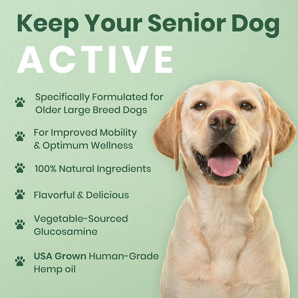 Dog Hip Joint Supplement Hemp Glucosamine Chews Senior Large Breed