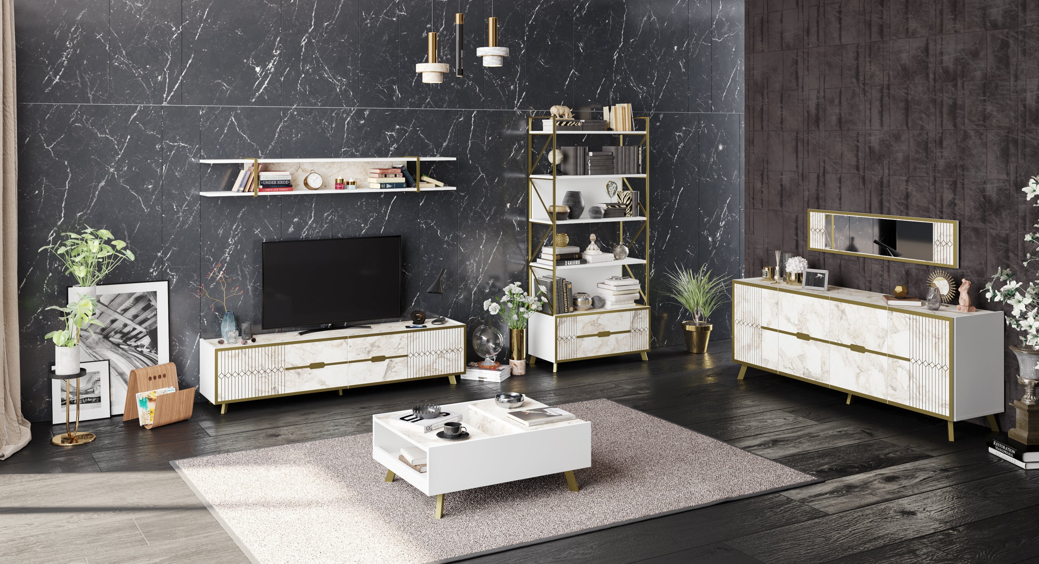 Frida Coffee Table - Ephesus Marble & Gold