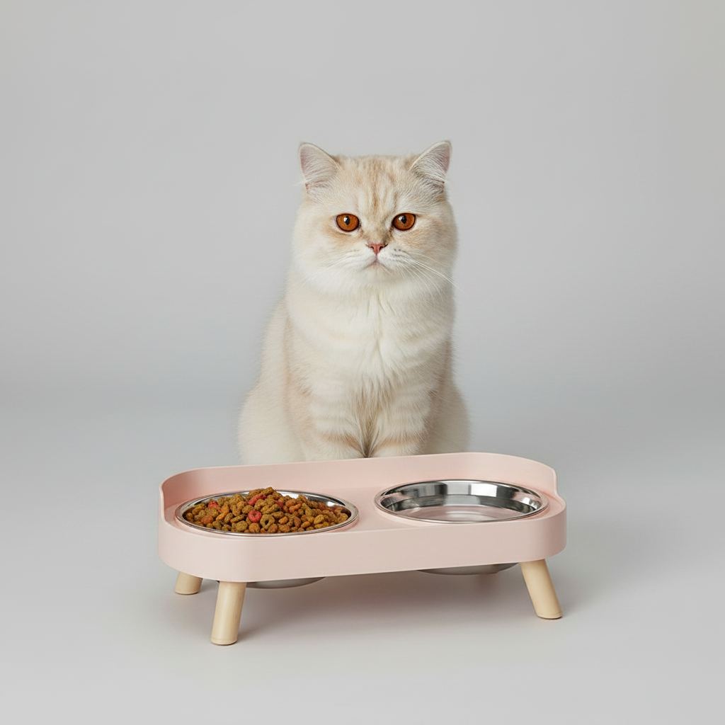 Elevated Dual-Bowl Feeding Station