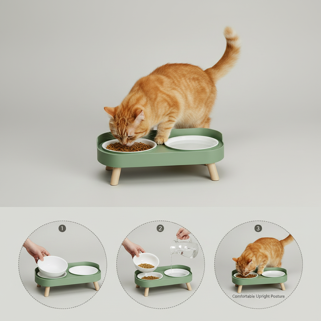 Elevated Dual-Bowl Feeding Station