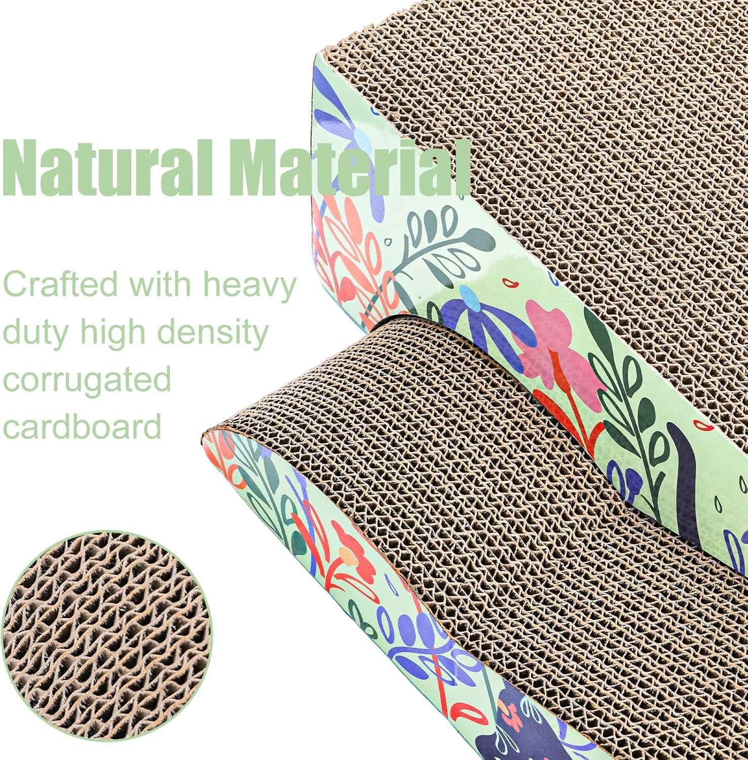 2 in 1 Cat Scratcher Lounge Cardboard Pad with Detachable Toys