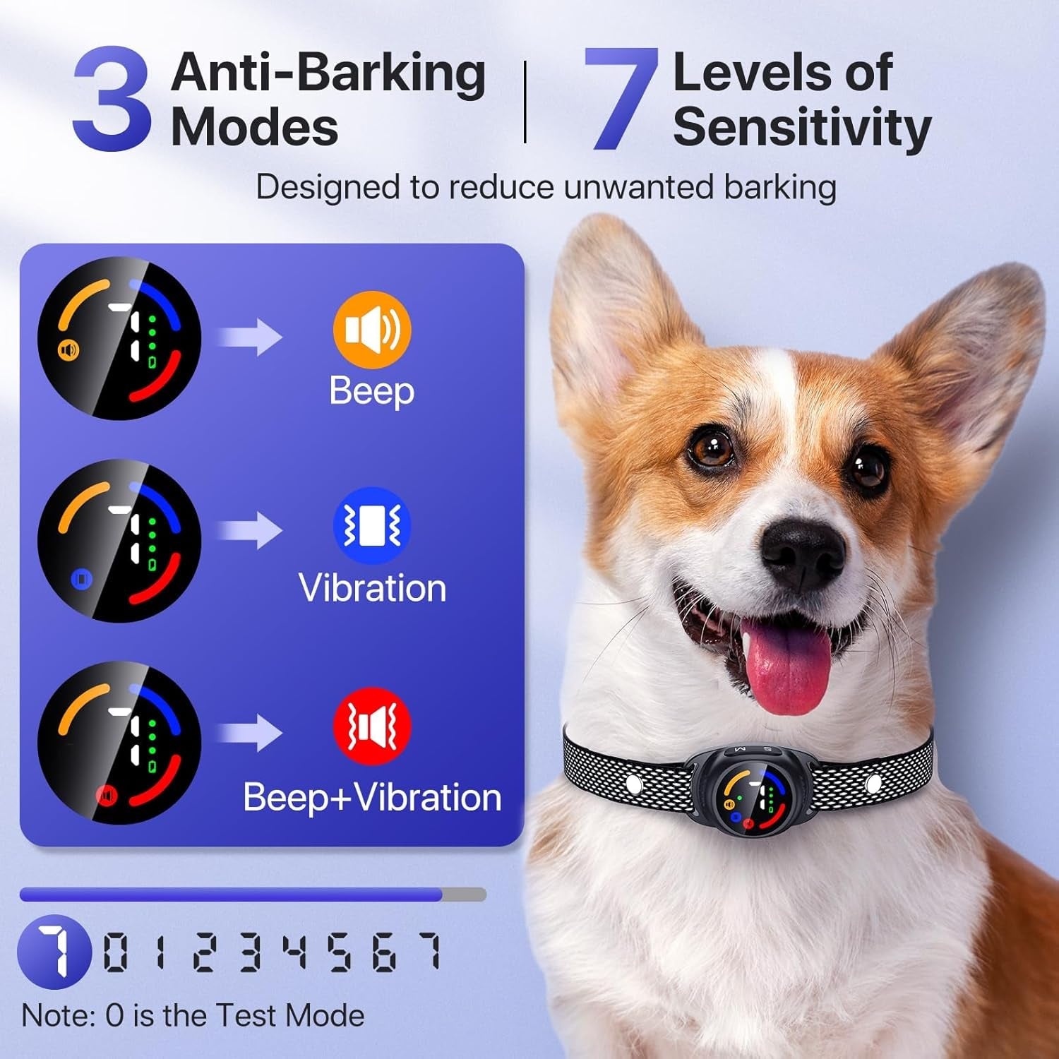 Dog Bark Collar No Shock Beep Vibration Waterproof Small Medium Dogs