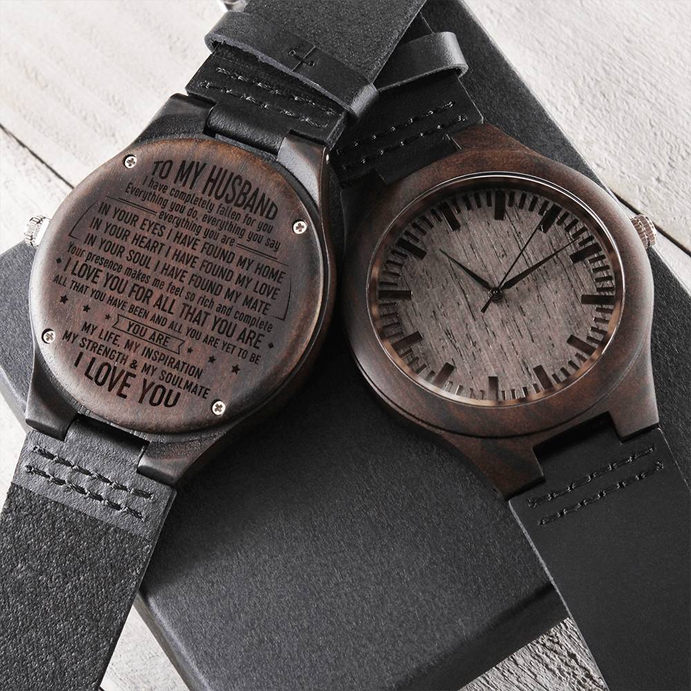 To My Husband Wood Watch For Men Husband Birthday Anniversary Gift Engraved Wooden Watch