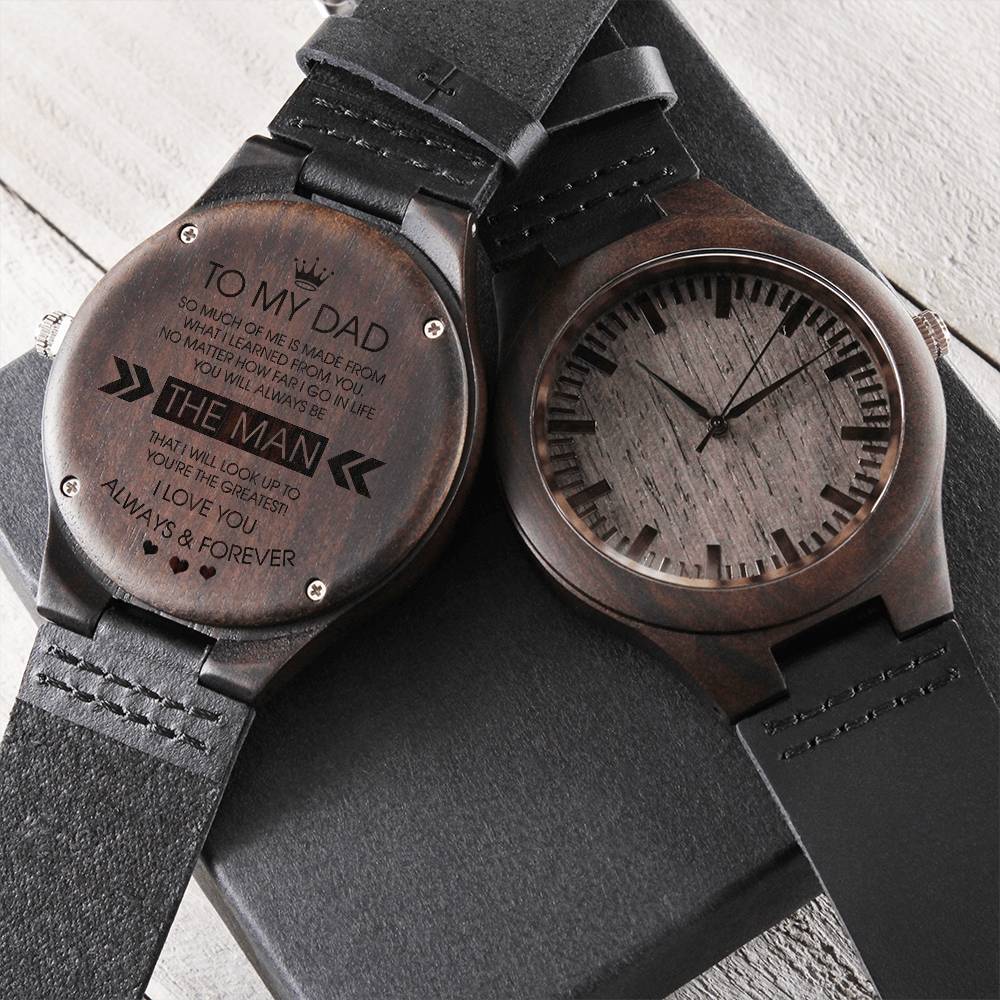 To My Dad Wood Watch Personalized Watch For Men Dad Birthday Gift From Daughter Or Son Engraved Wooden Watch