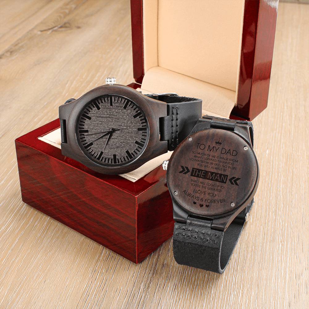To My Dad Wood Watch Personalized Watch For Men Dad Birthday Gift From Daughter Or Son Engraved Wooden Watch