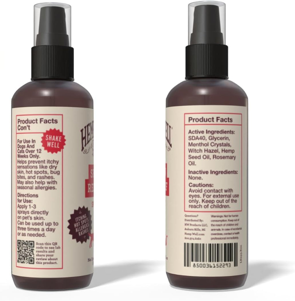 Hemp Itch Relief Spray for Dogs & Cats Skin Soothing Support