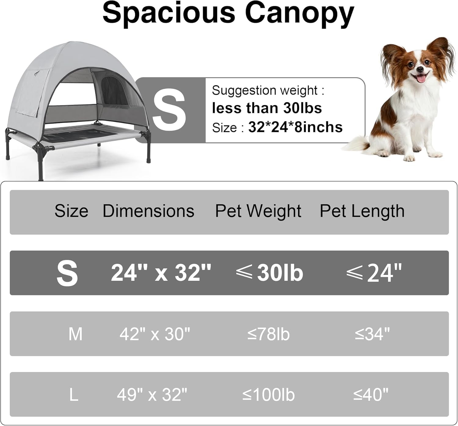 Elevated Outdoor Dog Bed with Canopy Cooling Pet Cot Camping Tent
