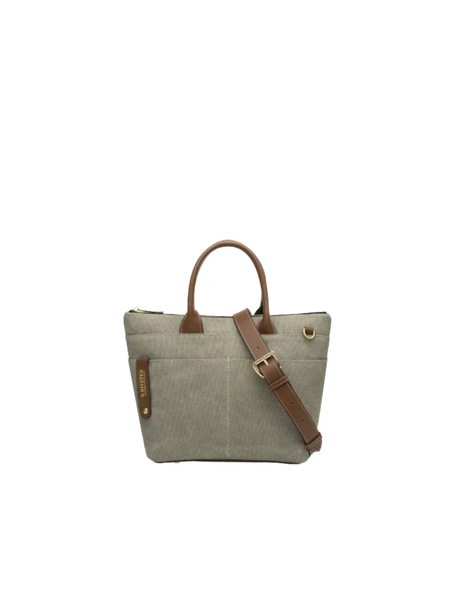 Dot | Small Tote | Fatigue Washed Canvas + Brown Leather