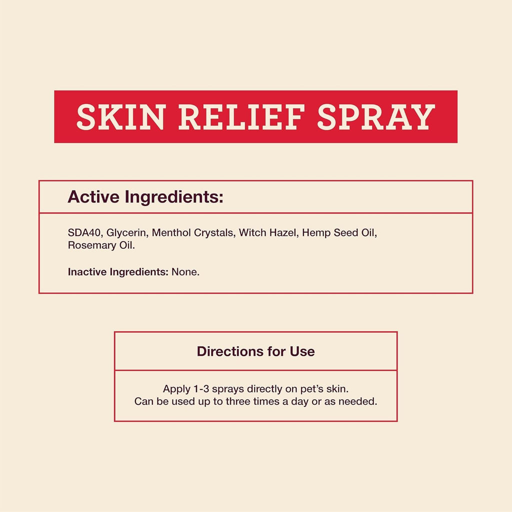 Hemp Itch Relief Spray for Dogs & Cats Skin Soothing Support