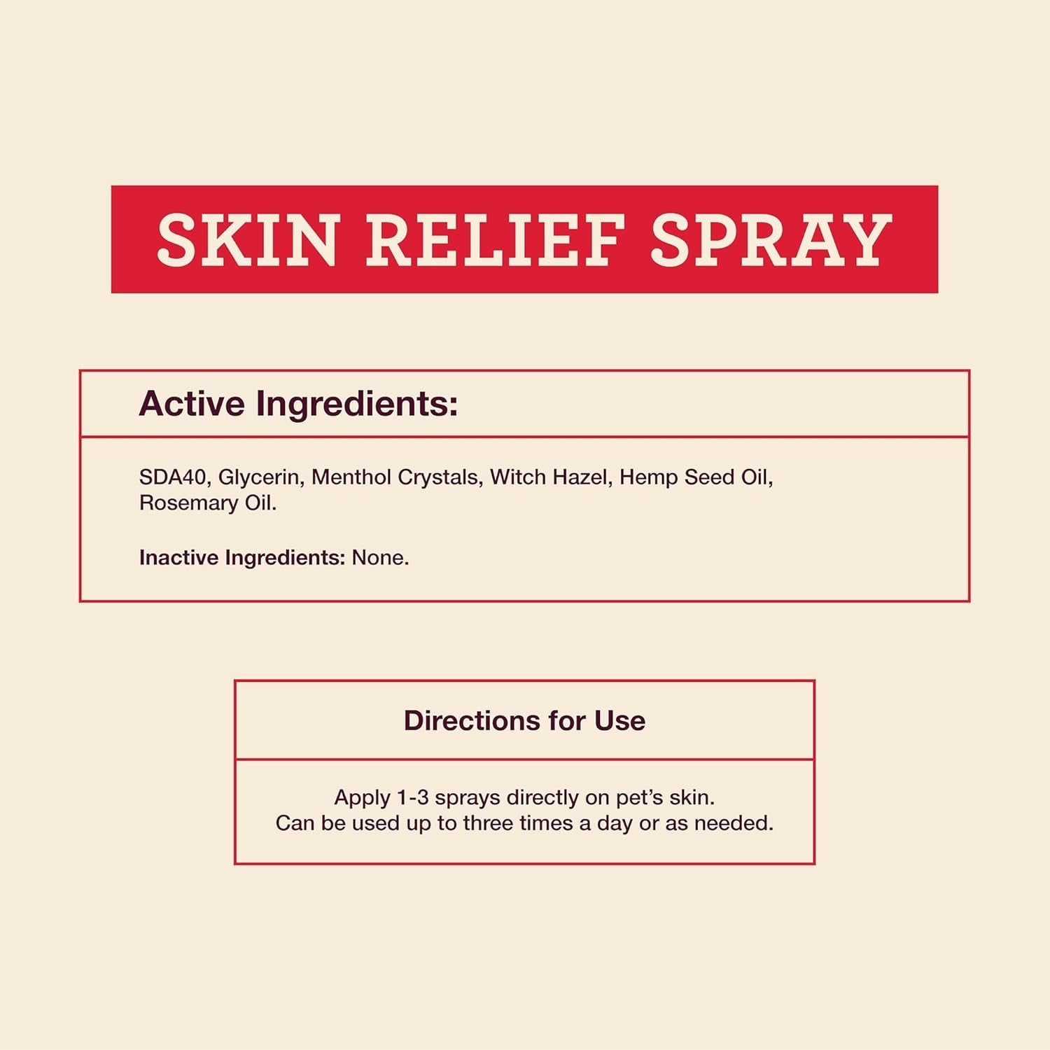 Hemp Itch Relief Spray for Dogs & Cats Skin Soothing Support