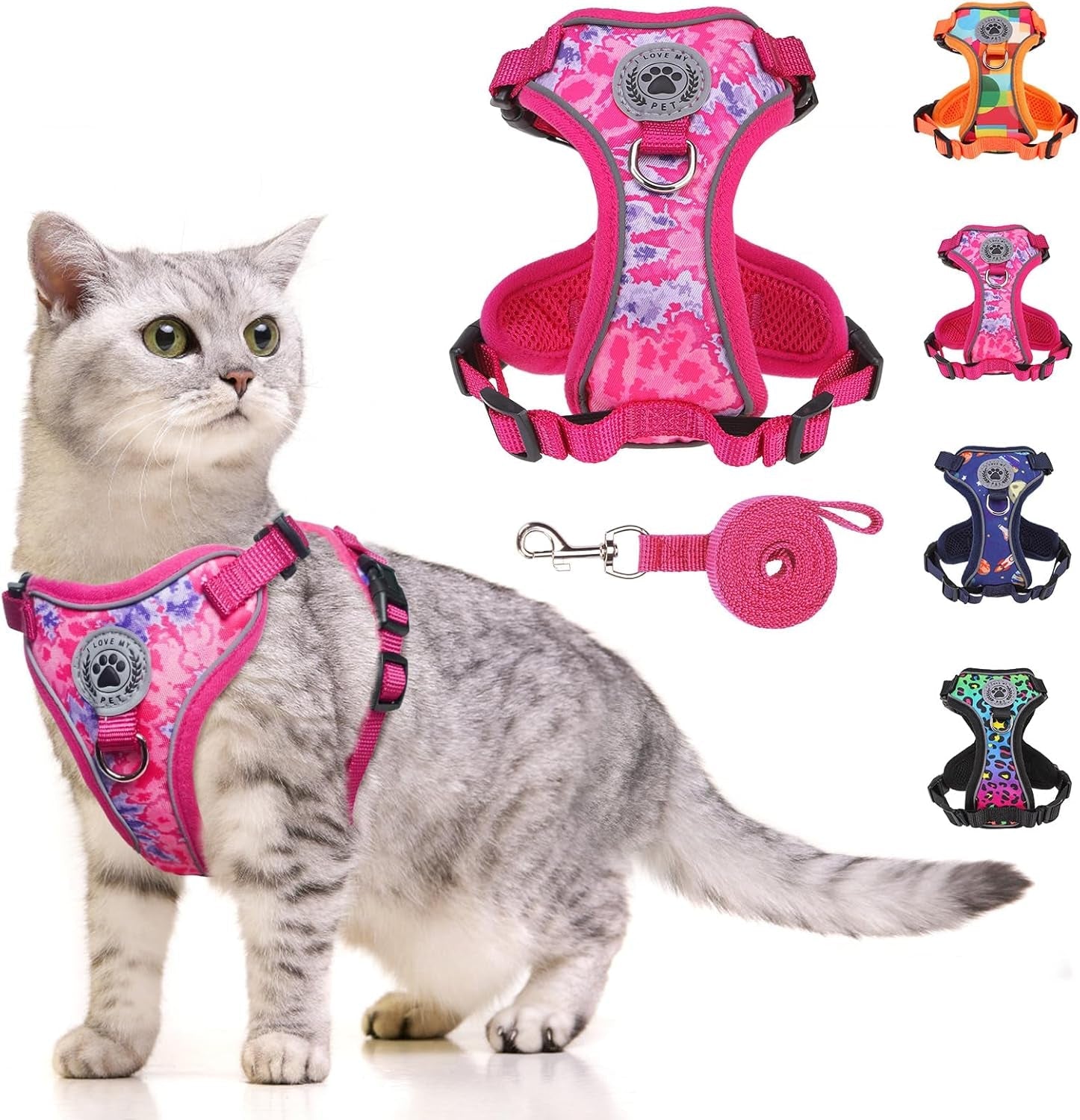 Escape Proof Cat Harness and Leash Reflective Adjustable Soft Vest