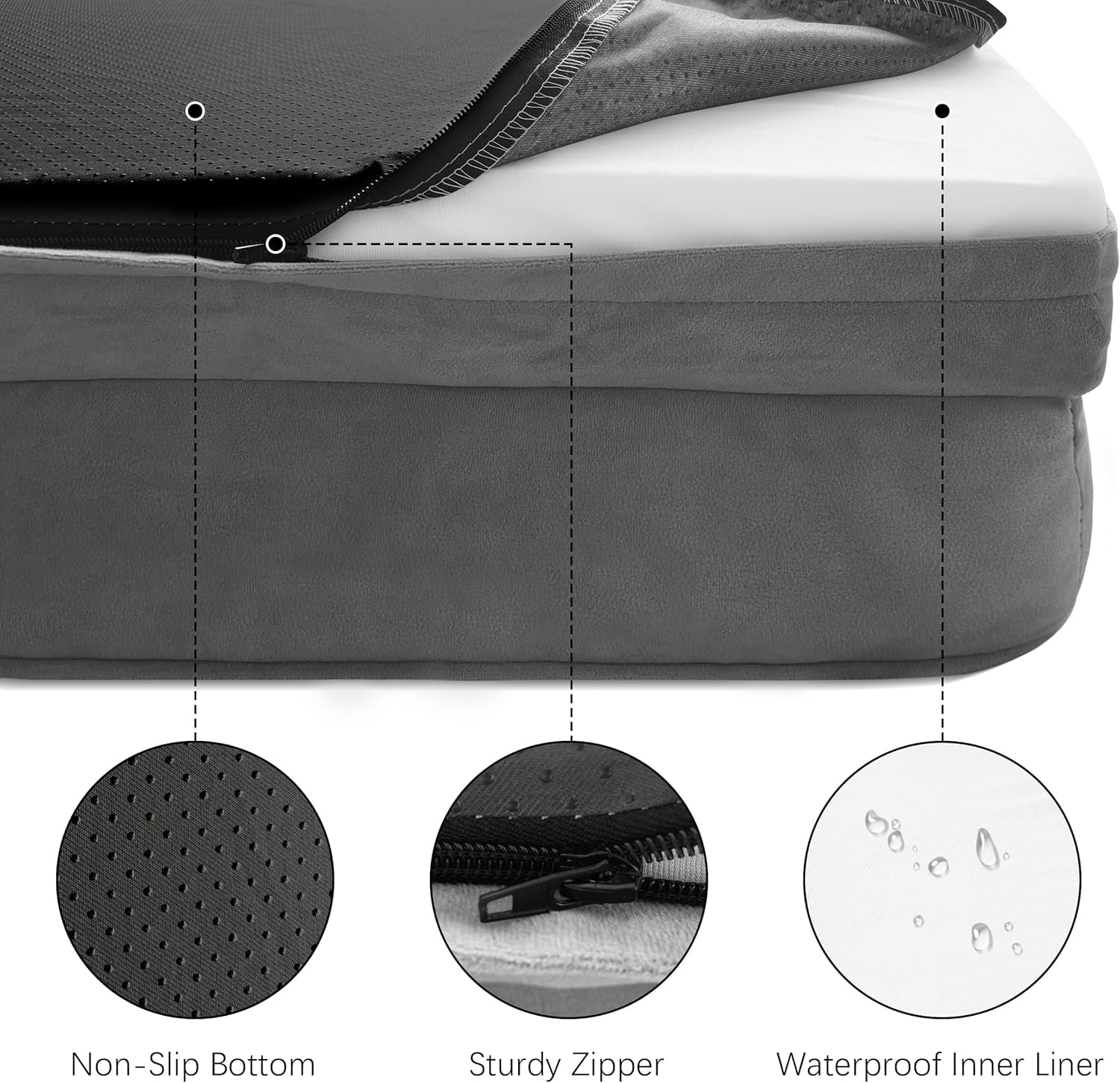 Orthopedic Dog Bed Sofa with Bolster Washable Cover Waterproof Liner