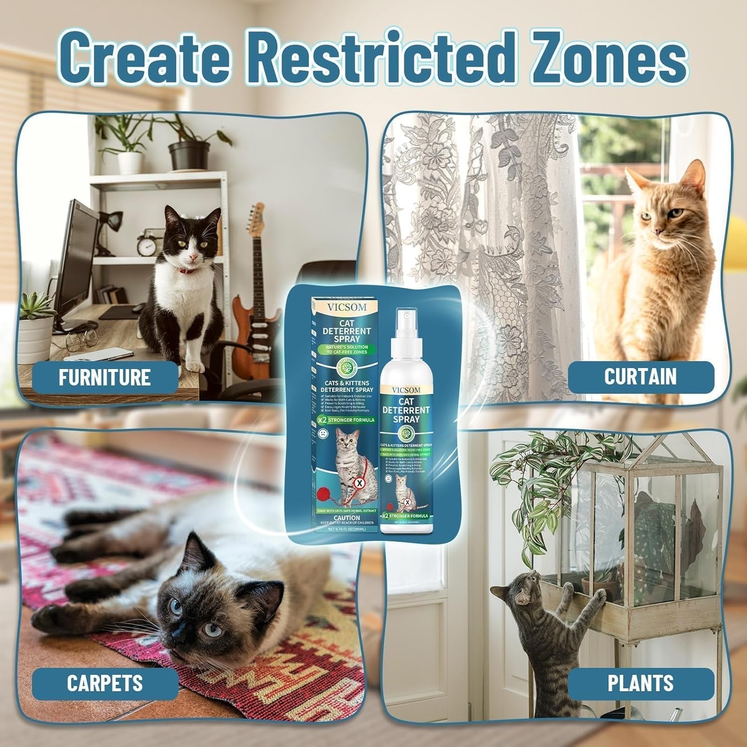 Cat Deterrent Spray for Furniture Scratching & Chewing Indoor Outdoor