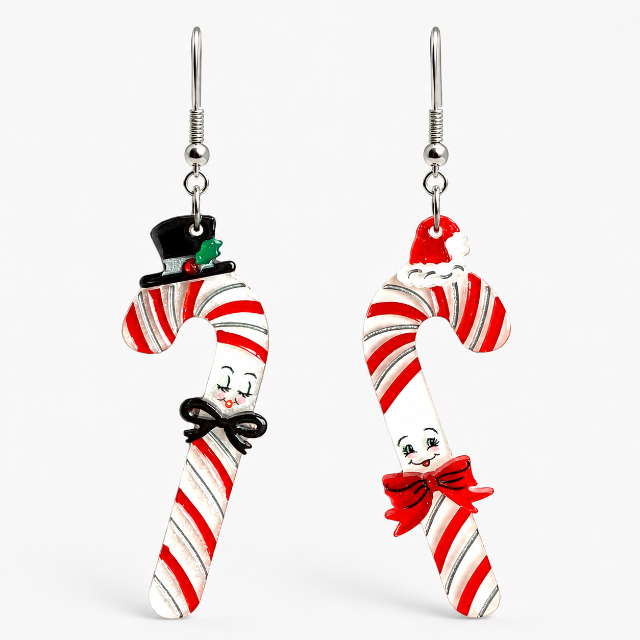 Candy Cane Couple Earrings by 50's Vintage Dame x Lipstick & Chrome