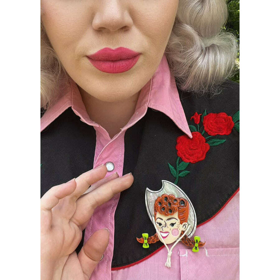 Darla the Cowgirl Brooch by Marla VonDuta x Lipstick & Chrome