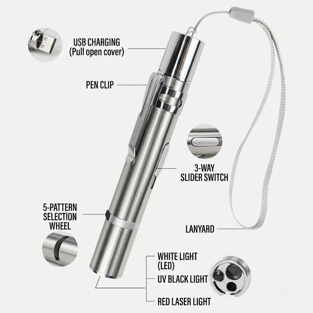 3-in-1 Laser Pet Toy & UV Flashlight Pen