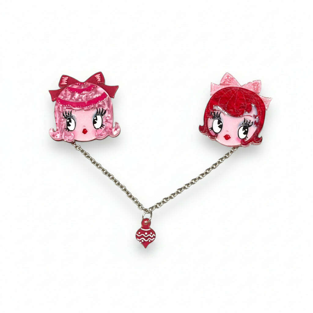 Dolly Sisters Double Brooch by Miss Fluff x Lipstick & Chrome