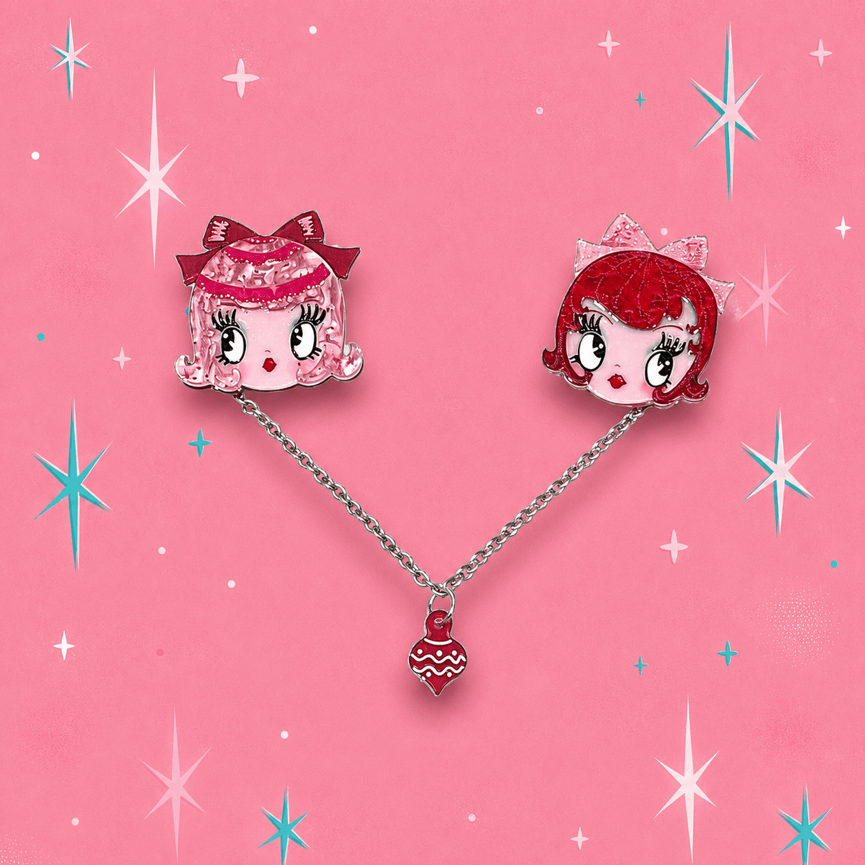 Dolly Sisters Double Brooch by Miss Fluff x Lipstick & Chrome
