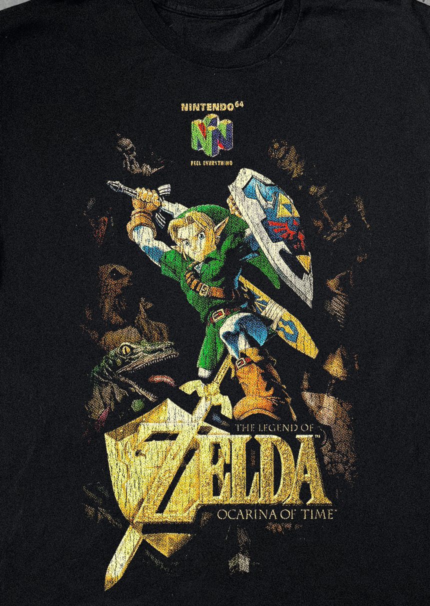 98 The Legend Of Zelda Ocarina Of Time Promo Black T-Shirt