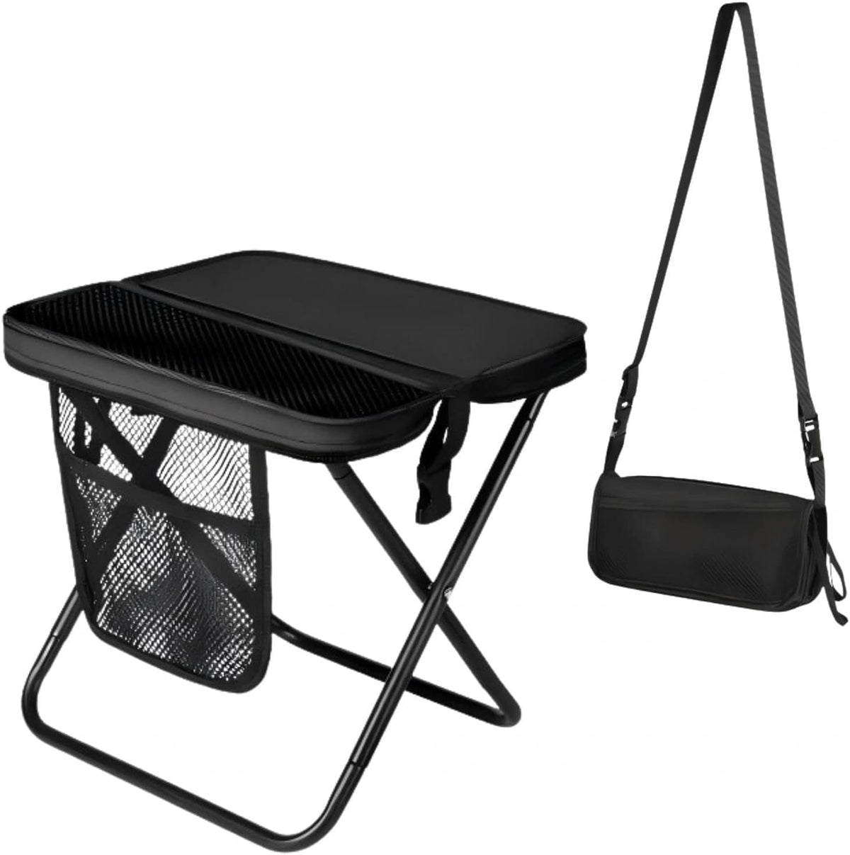 Collapsible Travel Stool with Side Storage Pouch