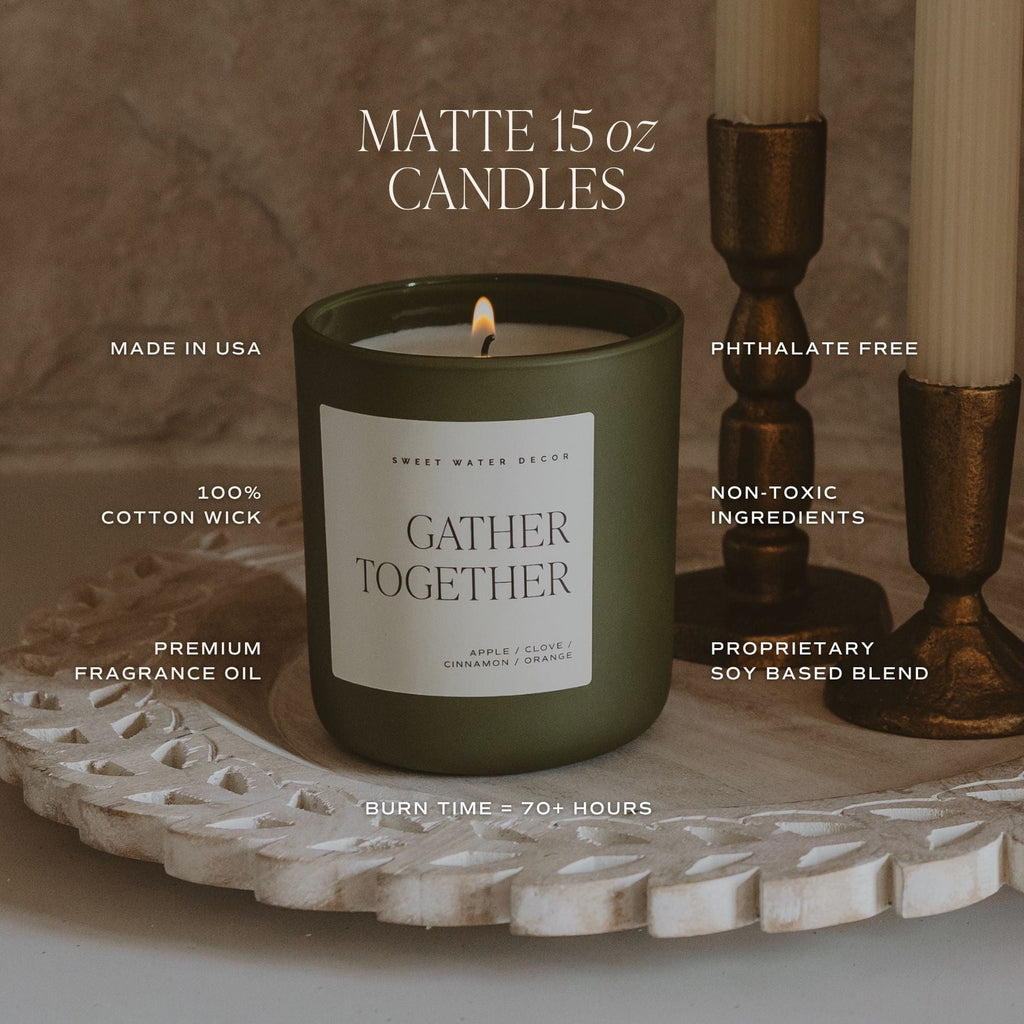 Gather Together Soy Candle - Olive Matte Jar - 15 oz