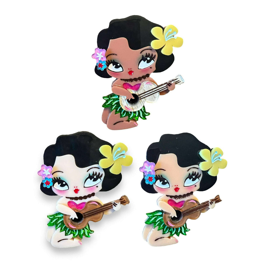 Hula Lula Tiki Girl Brooch by Miss Fluff x Lipstick & Chrome