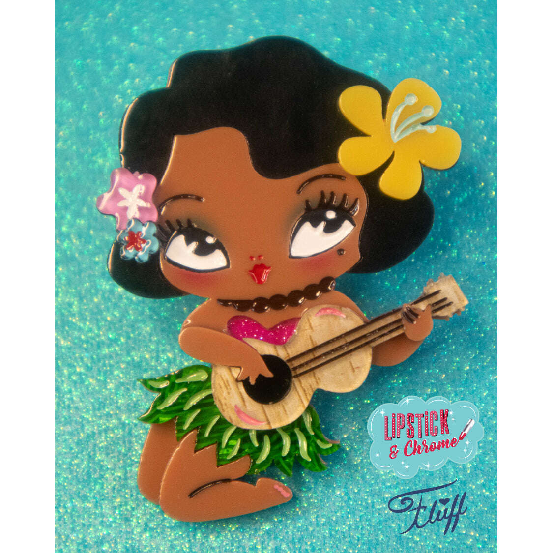 Hula Lula Tiki Girl Brooch by Miss Fluff x Lipstick & Chrome