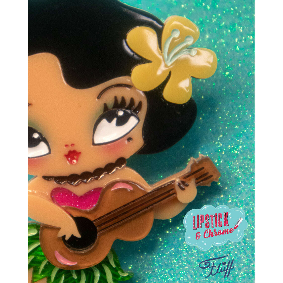 Hula Lula Tiki Girl Brooch by Miss Fluff x Lipstick & Chrome