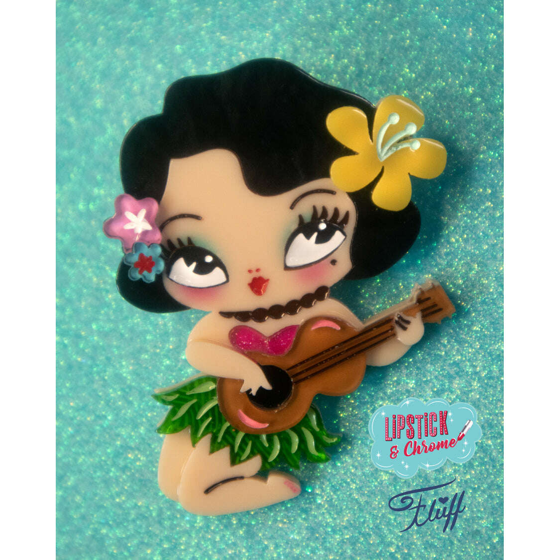 Hula Lula Tiki Girl Brooch by Miss Fluff x Lipstick & Chrome