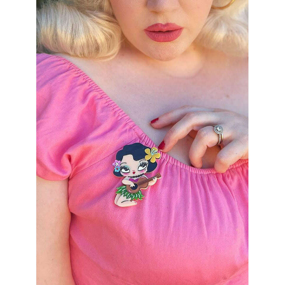 Hula Lula Tiki Girl Brooch by Miss Fluff x Lipstick & Chrome