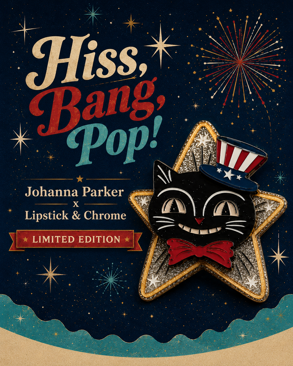 Hiss Bang Pop Brooch by Johanna Parker x Lipstick & Chrome