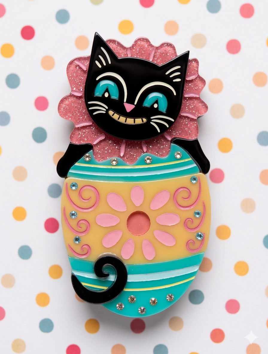Eggcellent Easter Cat Brooch by Johanna Parker x Lipstick & Chrome