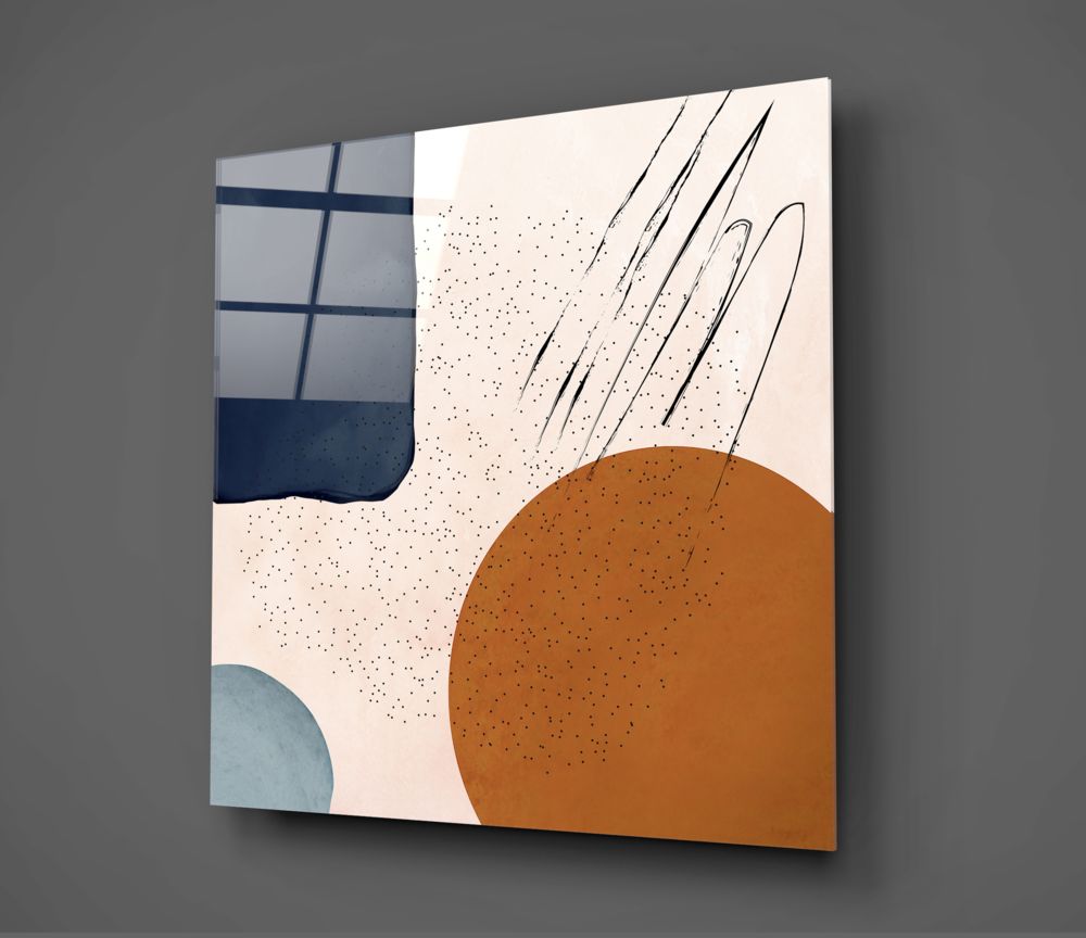 Terracotta Circle Abstract Shapes Glass Wall Art