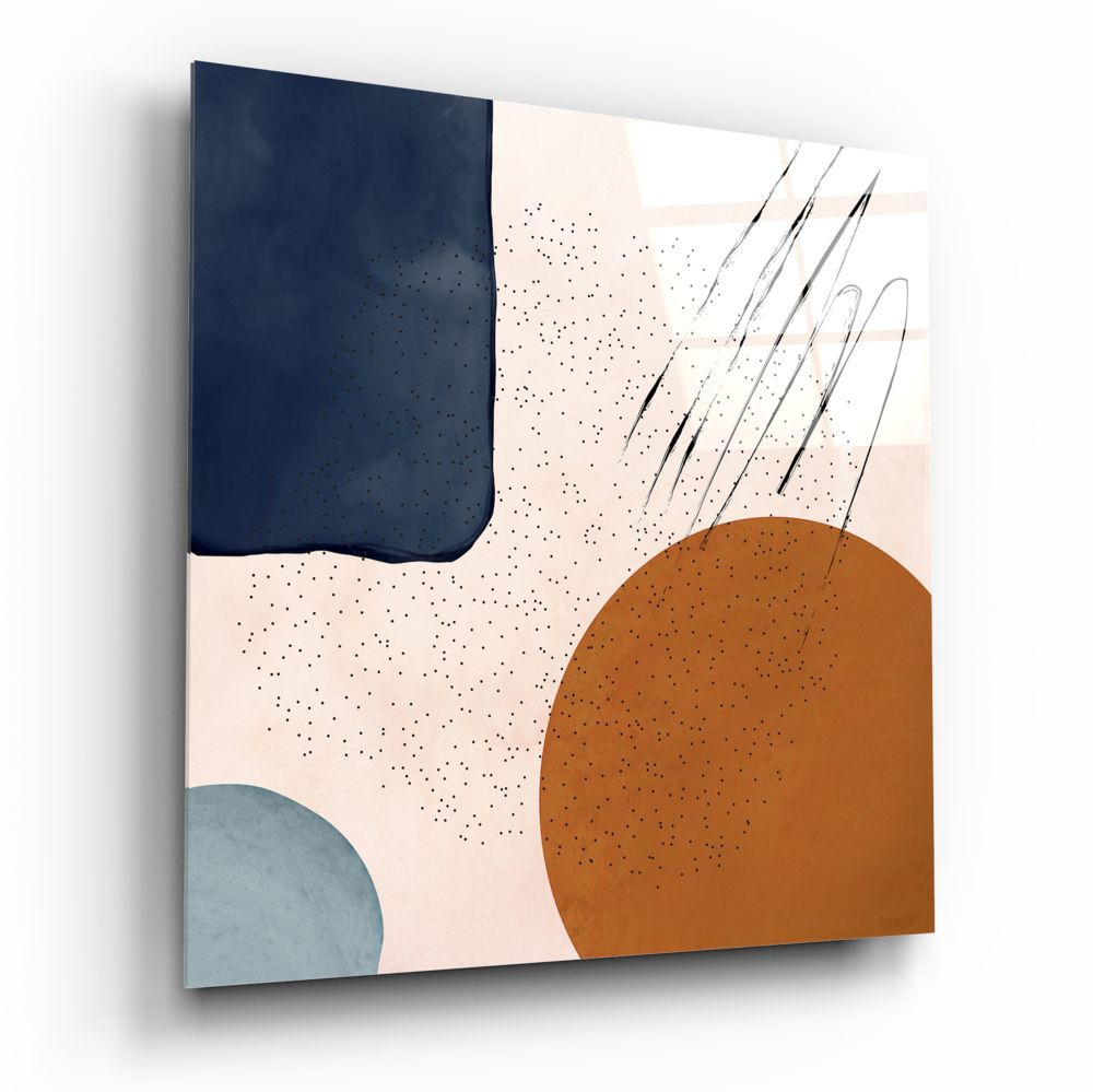 Terracotta Circle Abstract Shapes Glass Wall Art