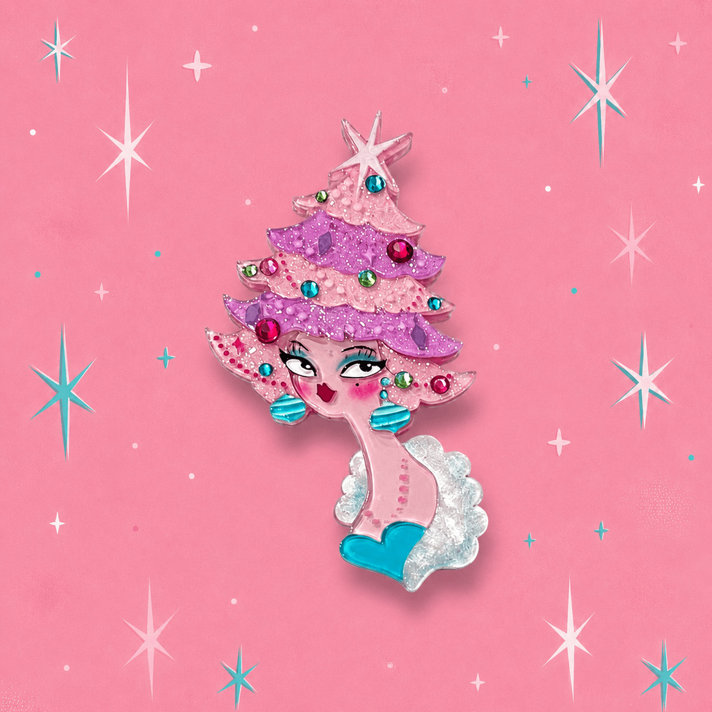 Pinkmas Glam Brooch by Miss Fluff x Lipstick & Chrome