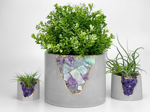 6" FLUORITE GEODE PLANTER
