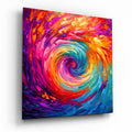 Rainbow Vortex Spiral Swirl Glass Wall Art