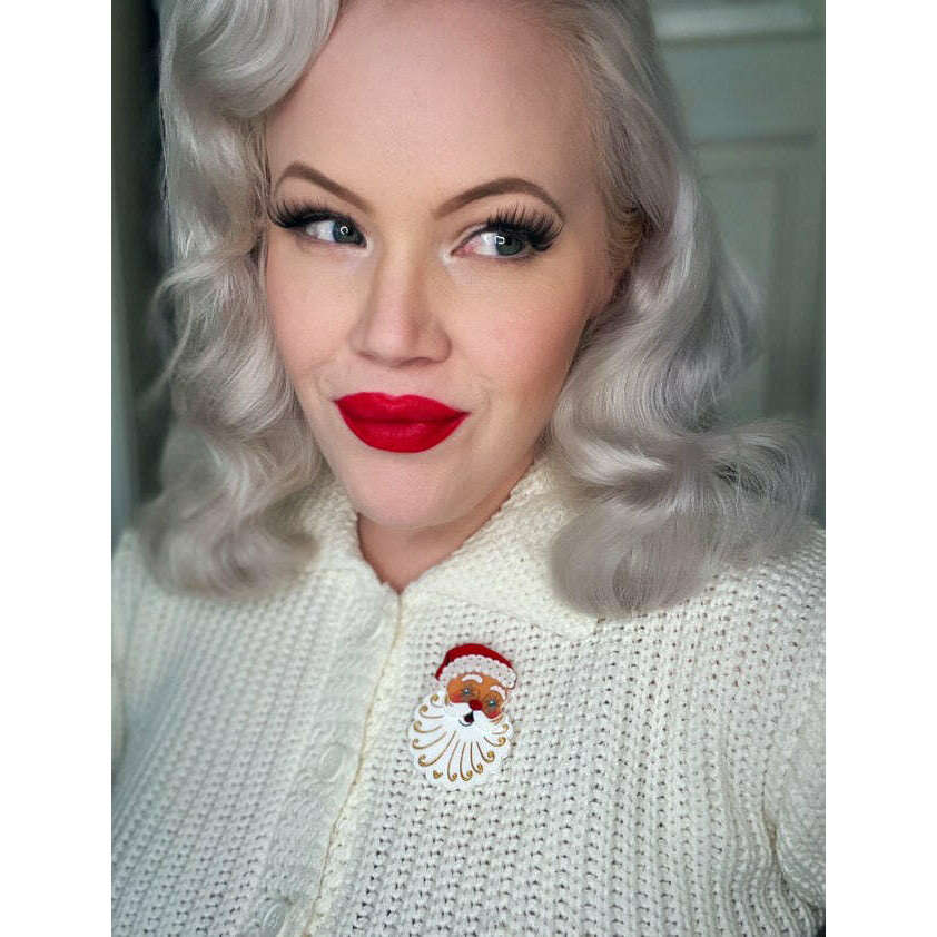 Starry Eyed Santa Brooch by 50's Vintage Dame x Lipstick & Chrome