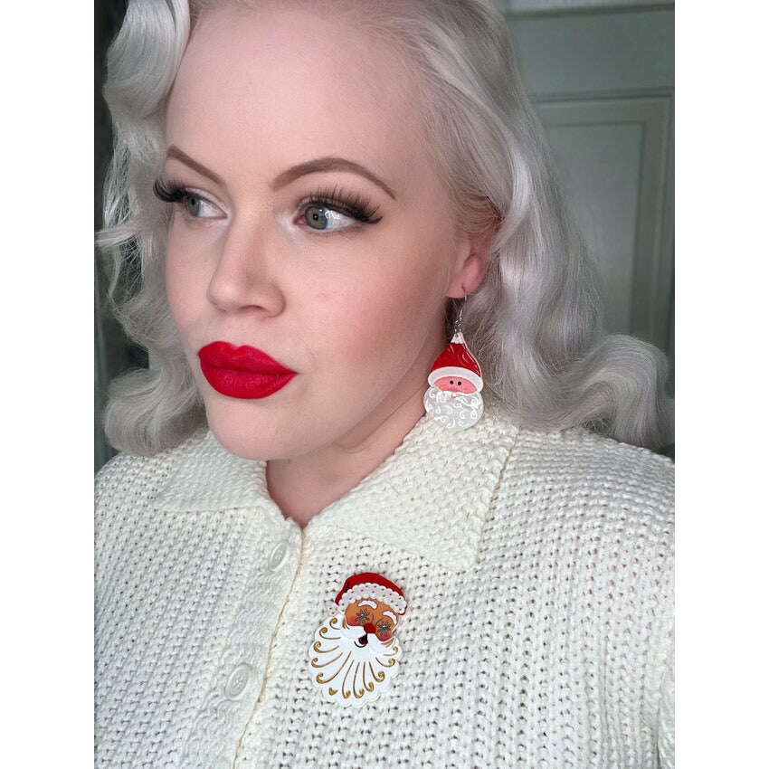 Starry Eyed Santa Brooch by 50's Vintage Dame x Lipstick & Chrome