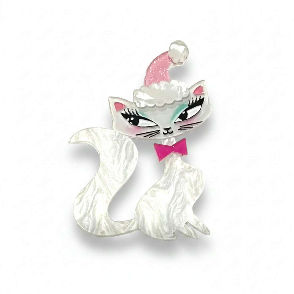 Swanky Pinkmas Kitty Brooch by Miss Fluff x Lipstick & Chrome